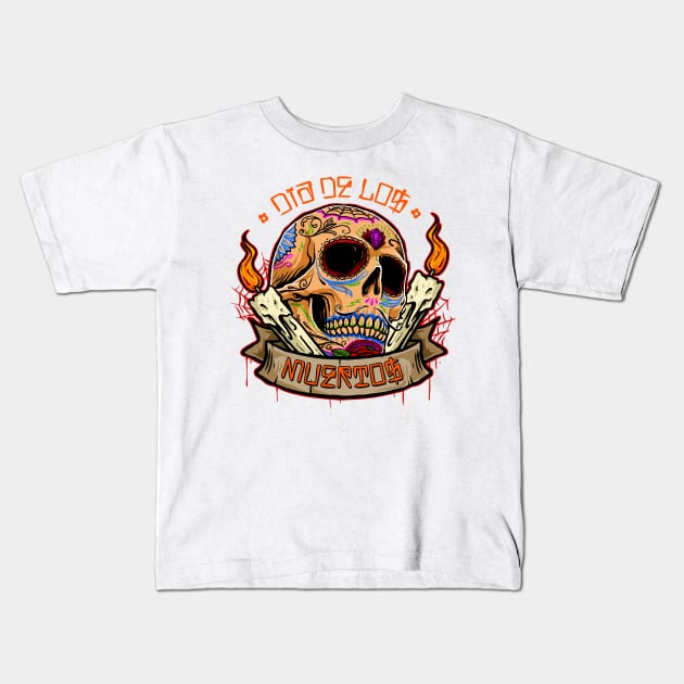 dia de los muertos Kids T-Shirt by Mako Design 